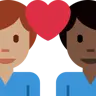 Couple With Heart: Man, Man, Medium Skin Tone, Dark Skin Tone Emoji 👨🏽‍❤️‍👨🏿 image - Twitter / X (Twemoji) style