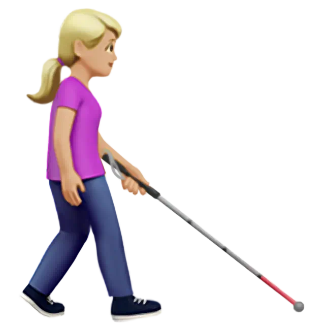 Woman With White Cane Facing Right: Medium-Light Skin Tone