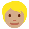 Person: Medium Skin Tone, Blond Hair Emoji 👱🏽 image - Twitter / X (Twemoji) style