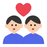 Couple With Heart: Man, Man, Light Skin Tone Emoji 👨🏻‍❤️‍👨🏻 image - Tossface style