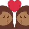 Kiss: Woman, Woman, Medium-Dark Skin Tone Emoji 👩🏾‍❤️‍💋‍👩🏾 image - Twitter / X (Twemoji) style