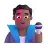 Man Singer: Medium-Dark Skin Tone Emoji 👨🏾‍🎤 image - Microsoft 3D Fluent style