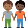 People Holding Hands: Medium-Dark Skin Tone, Dark Skin Tone Emoji 🧑🏾‍🤝‍🧑🏿 image - Twitter / X (Twemoji) style