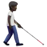 Person With White Cane Facing Right: Dark Skin Tone Emoji 🧑🏿‍🦯‍➡️ image - Apple style