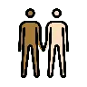 Men Holding Hands: Medium-Dark Skin Tone, Light Skin Tone Emoji 👨🏾‍🤝‍👨🏻 image - OpenMoji style
