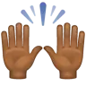 Raising Hands: Medium-Dark Skin Tone Emoji 🙌🏾 image - WhatsApp style