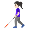 Woman With White Cane: Light Skin Tone Emoji 👩🏻‍🦯 image - Google Noto Color style