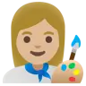 Woman Artist: Medium-Light Skin Tone Emoji 👩🏼‍🎨 image - Google Noto Color style