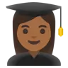 Woman Student: Medium-Dark Skin Tone Emoji 👩🏾‍🎓 image - Google Noto Color style