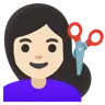 Woman Getting Haircut: Light Skin Tone Emoji 💇🏻‍♀️ image - Google Noto Color style