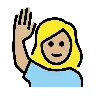 Woman Raising Hand: Medium-Light Skin Tone Emoji 🙋🏼‍♀️ image - OpenMoji style