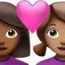 Couple With Heart: Woman, Woman, Medium-Dark Skin Tone, Medium Skin Tone Emoji 👩🏾‍❤️‍👩🏽 image - Apple style