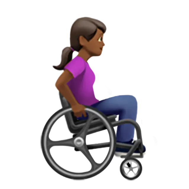 Woman In Manual Wheelchair Facing Right: Medium-Dark Skin Tone