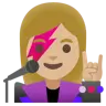 Woman Singer: Medium-Light Skin Tone Emoji 👩🏼‍🎤 image - Google Noto Color style