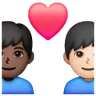 Couple With Heart: Man, Man, Dark Skin Tone, Light Skin Tone Emoji 👨🏿‍❤️‍👨🏻 image - Samsung style