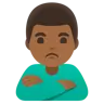 Man Pouting: Medium-Dark Skin Tone Emoji 🙎🏾‍♂️ image - Google Noto Color style