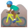 Man Mountain Biking: Medium-Dark Skin Tone Emoji 🚵🏾‍♂️ image - Google Noto Color style