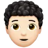 Person: Light Skin Tone, Curly Hair Emoji 🧑🏻‍🦱 image - Apple style