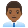 Man Office Worker: Medium-Dark Skin Tone Emoji 👨🏾‍💼 image - Google Noto Color style