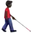 Man With White Cane Facing Right: Dark Skin Tone