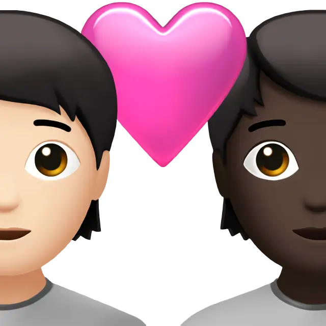 Couple With Heart: Person, Person, Light Skin Tone, Dark Skin Tone