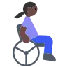 Woman In Manual Wheelchair: Dark Skin Tone Emoji 👩🏿‍🦽 image - Tossface style