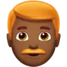 Man: Medium-Dark Skin Tone, Red Hair Emoji 👨🏾‍🦰 image - Apple style