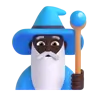 Man Mage: Dark Skin Tone Emoji 🧙🏿‍♂️ image - Microsoft 3D Fluent style