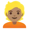 Person: Medium Skin Tone, Blond Hair Emoji 👱🏽 image - Google Noto Color style