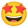 Emoji Grinning Face cu ochi de stele 🤩 image - Google Noto Color style