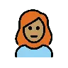 Woman: Medium Skin Tone, Red Hair Emoji 👩🏽‍🦰 image - OpenMoji style