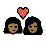 Kiss: Woman, Woman, Medium-Dark Skin Tone Emoji 👩🏾‍❤️‍💋‍👩🏾 image - OpenMoji style