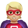 Superhero: Medium-Light Skin Tone Emoji 🦸🏼 image - Apple style