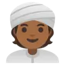 Person Wearing Turban: Medium-Dark Skin Tone Emoji 👳🏾 image - Google Noto Color style