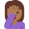 Woman Facepalming: Medium-Dark Skin Tone Emoji 🤦🏾‍♀️ image - Twitter / X (Twemoji) style