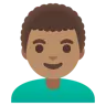 Man: Medium Skin Tone, Curly Hair Emoji 👨🏽‍🦱 image - Google Noto Color style