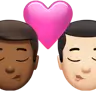 Kiss: Man, Man, Medium-Dark Skin Tone, Light Skin Tone Emoji 👨🏾‍❤️‍💋‍👨🏻 image - Apple style