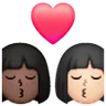 Kiss: Woman, Woman, Dark Skin Tone, Light Skin Tone Emoji 👩🏿‍❤️‍💋‍👩🏻 image - Samsung style