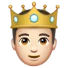Prince: Light Skin Tone Emoji 🤴🏻 image - WhatsApp style
