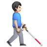 Man With White Cane Facing Right: Light Skin Tone Emoji 👨🏻‍🦯‍➡️ image - Samsung style