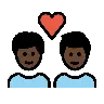Couple With Heart: Man, Man, Dark Skin Tone Emoji 👨🏿‍❤️‍👨🏿 image - OpenMoji style