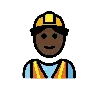 Man Construction Worker: Dark Skin Tone Emoji 👷🏿‍♂️ image - OpenMoji style
