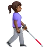 Woman With White Cane Facing Right: Medium-Dark Skin Tone Emoji 👩🏾‍🦯‍➡️ image - Samsung style