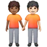 People Holding Hands: Medium-Dark Skin Tone, Light Skin Tone Emoji 🧑🏾‍🤝‍🧑🏻 image - Samsung style