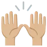 Raising Hands: Medium-Light Skin Tone Emoji 🙌🏼 image - Google Noto Color style
