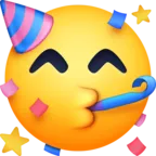 파티 경적과 파티 모자와 얼굴