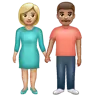 Woman And Man Holding Hands: Medium-Light Skin Tone, Medium Skin Tone Emoji 👩🏼‍🤝‍👨🏽 image - WhatsApp style
