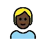 Person: Dark Skin Tone, Blond Hair Emoji 👱🏿 image - OpenMoji style