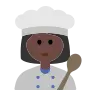 Woman Cook: Dark Skin Tone Emoji 👩🏿‍🍳 image - Tossface style