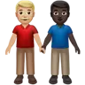 Men Holding Hands: Medium-Light Skin Tone, Dark Skin Tone Emoji 👨🏼‍🤝‍👨🏿 image - Apple style